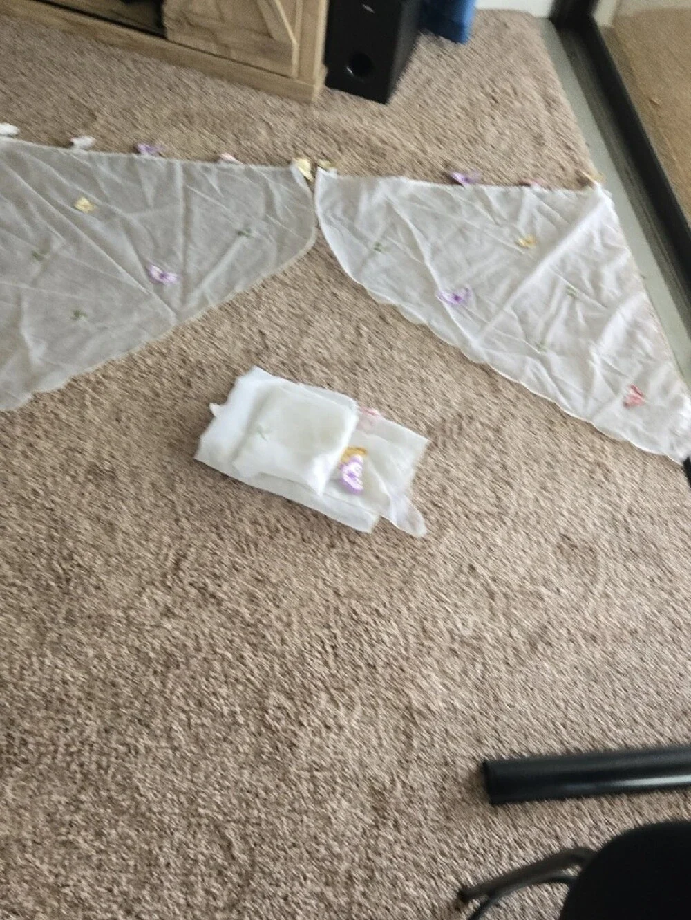 Sheer White Butterfly Scalloped Valance Set